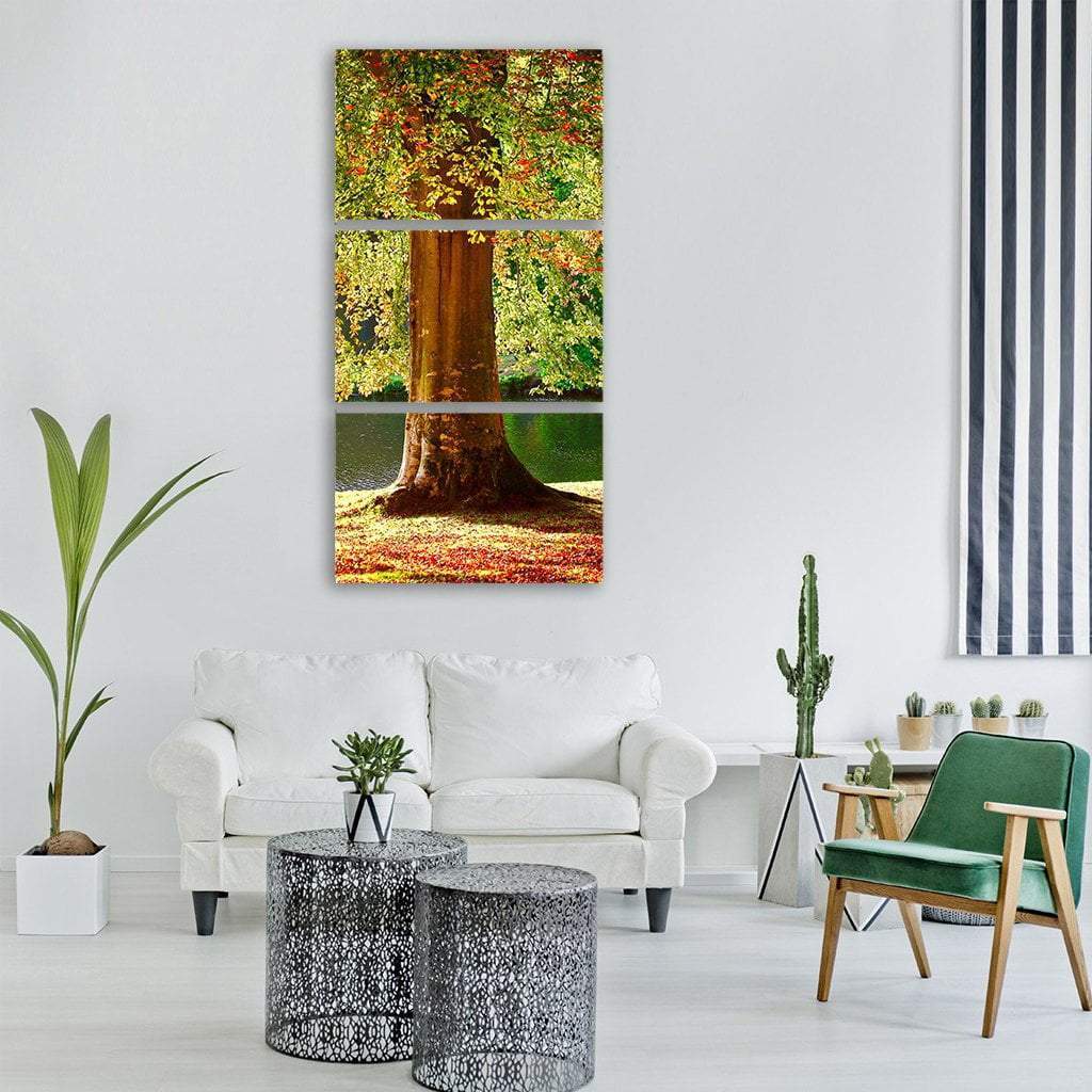 Autumn Fall Rust Leaves Season Vertical Canvas Wall Art-3 Vertical-Gallery Wrap-12" x 25"-Tiaracle