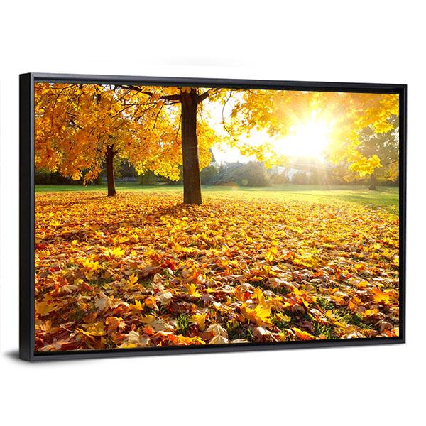 Autumn Fallen Leaves Canvas Wall Art-3 Horizontal-Gallery Wrap-25" x 16"-Tiaracle