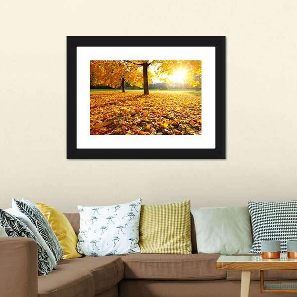 Autumn Fallen Leaves Canvas Wall Art-1 Piece-Framed Print-20" x 16"-Tiaracle