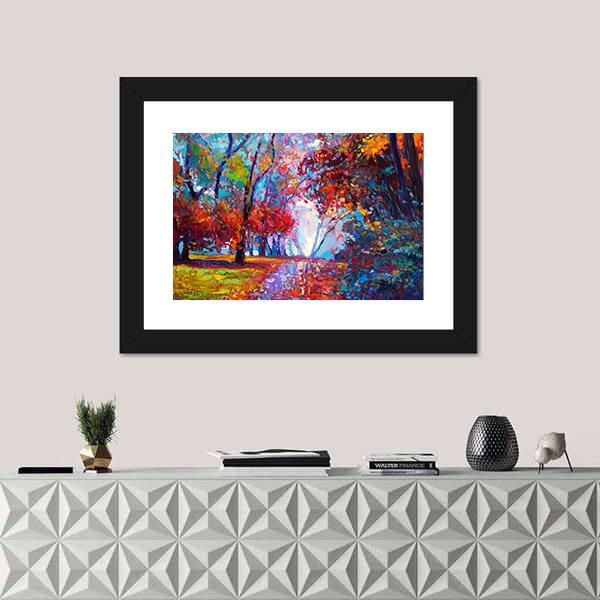Autumn Forest Abstract Canvas Wall Art-1 Piece-Framed Print-20" x 16"-Tiaracle