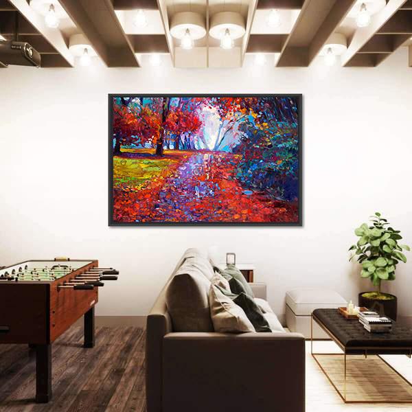Autumn Forest Abstract Canvas Wall Art-3 Horizontal-Gallery Wrap-25" x 16"-Tiaracle