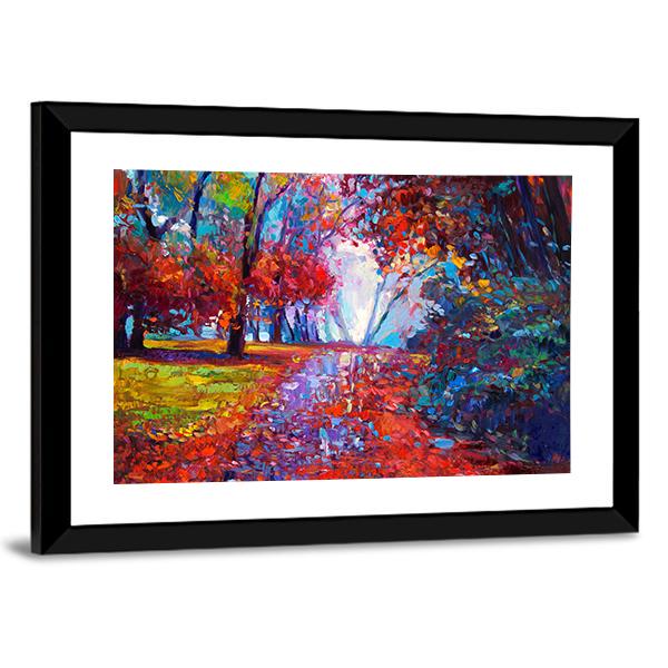 Autumn Forest Abstract Canvas Wall Art-3 Horizontal-Gallery Wrap-25" x 16"-Tiaracle