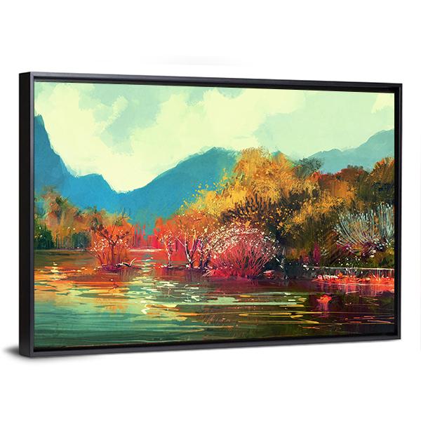 Autumn Forest Illustration Canvas Wall Art-5 Horizontal-Gallery Wrap-22" x 12"-Tiaracle