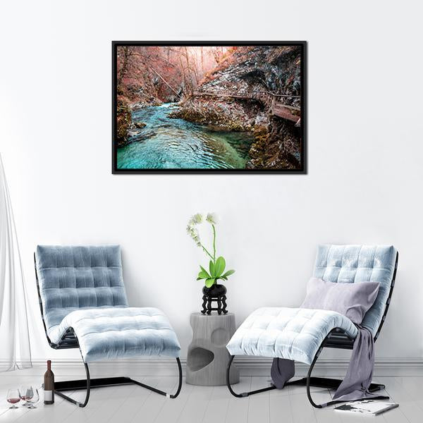 Autumn Forest Scenery Canvas Wall Art-5 Horizontal-Gallery Wrap-22" x 12"-Tiaracle