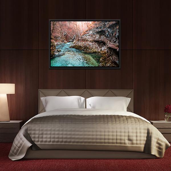 Autumn Forest Scenery Canvas Wall Art-5 Horizontal-Gallery Wrap-22" x 12"-Tiaracle