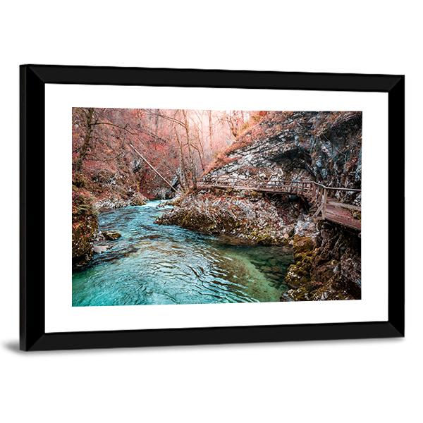 Autumn Forest Scenery Canvas Wall Art-5 Horizontal-Gallery Wrap-22" x 12"-Tiaracle