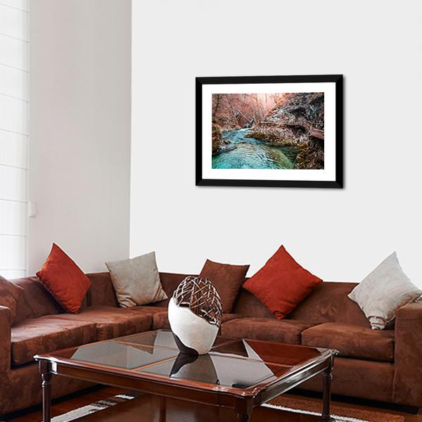 Autumn Forest Scenery Canvas Wall Art-3 Horizontal-Gallery Wrap-25" x 16"-Tiaracle