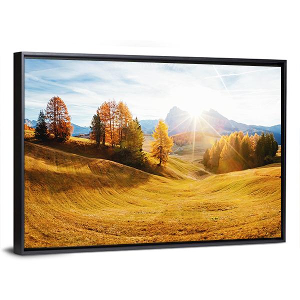 Autumn Hills In South Tyrol Panoramic Canvas Wall Art-1 Piece-36" x 12"-Tiaracle