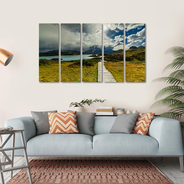 Autumn in Patagonia Canvas Wall Art-5 Horizontal-Gallery Wrap-22" x 12"-Tiaracle