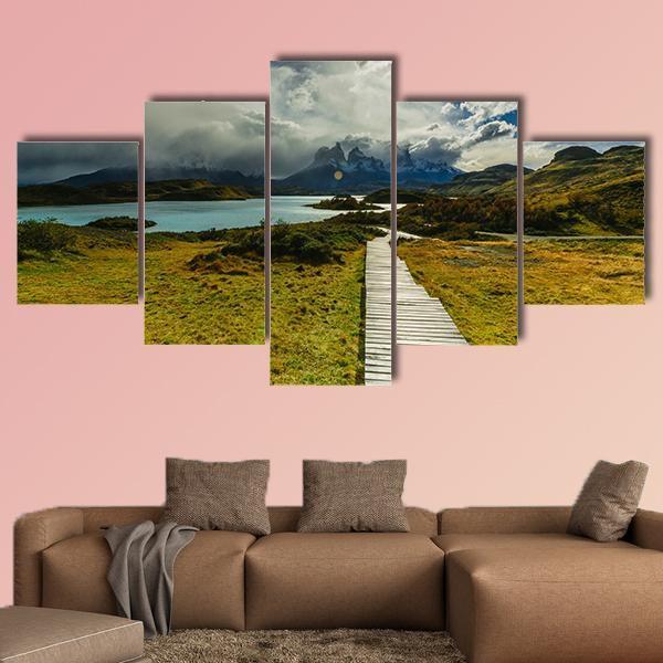 Autumn in Patagonia Canvas Wall Art-5 Star-Gallery Wrap-62" x 32"-Tiaracle