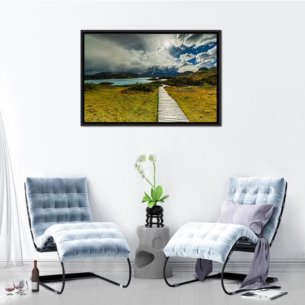 Autumn in Patagonia Canvas Wall Art-3 Horizontal-Gallery Wrap-25" x 16"-Tiaracle