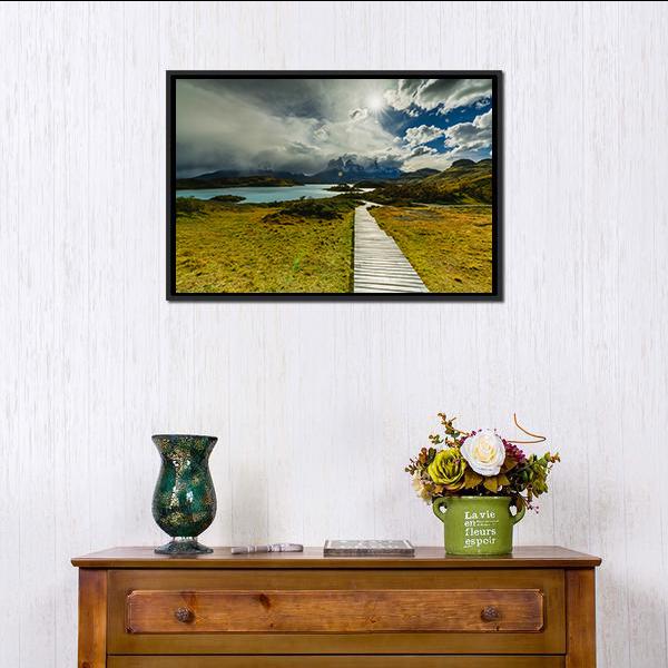 Autumn in Patagonia Canvas Wall Art-1 Piece-Floating Frame-24" x 16"-Tiaracle