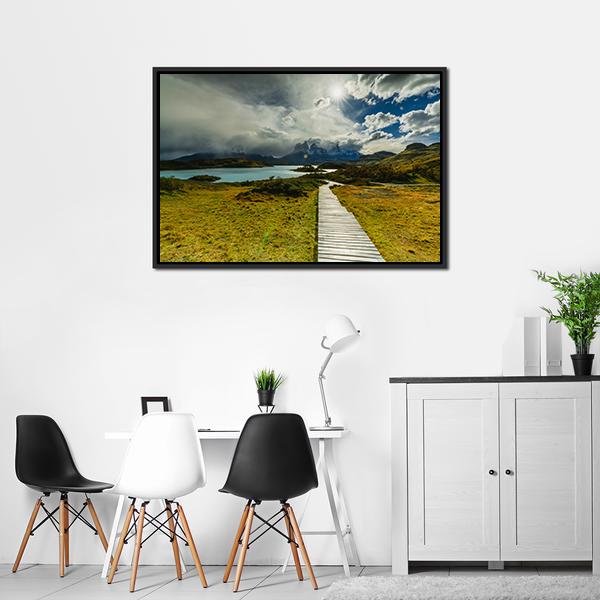 Autumn in Patagonia Canvas Wall Art-3 Horizontal-Gallery Wrap-25" x 16"-Tiaracle