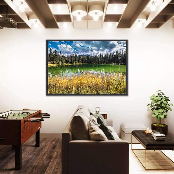 Autumn Jasper National Park Canvas Wall Art-5 Horizontal-Gallery Wrap-22" x 12"-Tiaracle