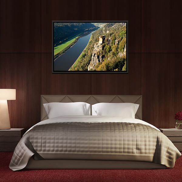Elbe River In Saxony Canvas Wall Art-3 Horizontal-Gallery Wrap-25" x 16"-Tiaracle