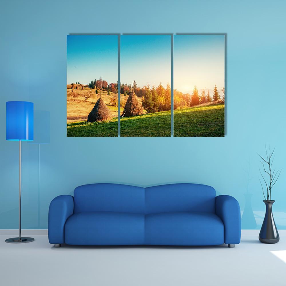 Autumn Landscape In Ukraine Europe Canvas Wall Art-3 Horizontal-Gallery Wrap-37" x 24"-Tiaracle