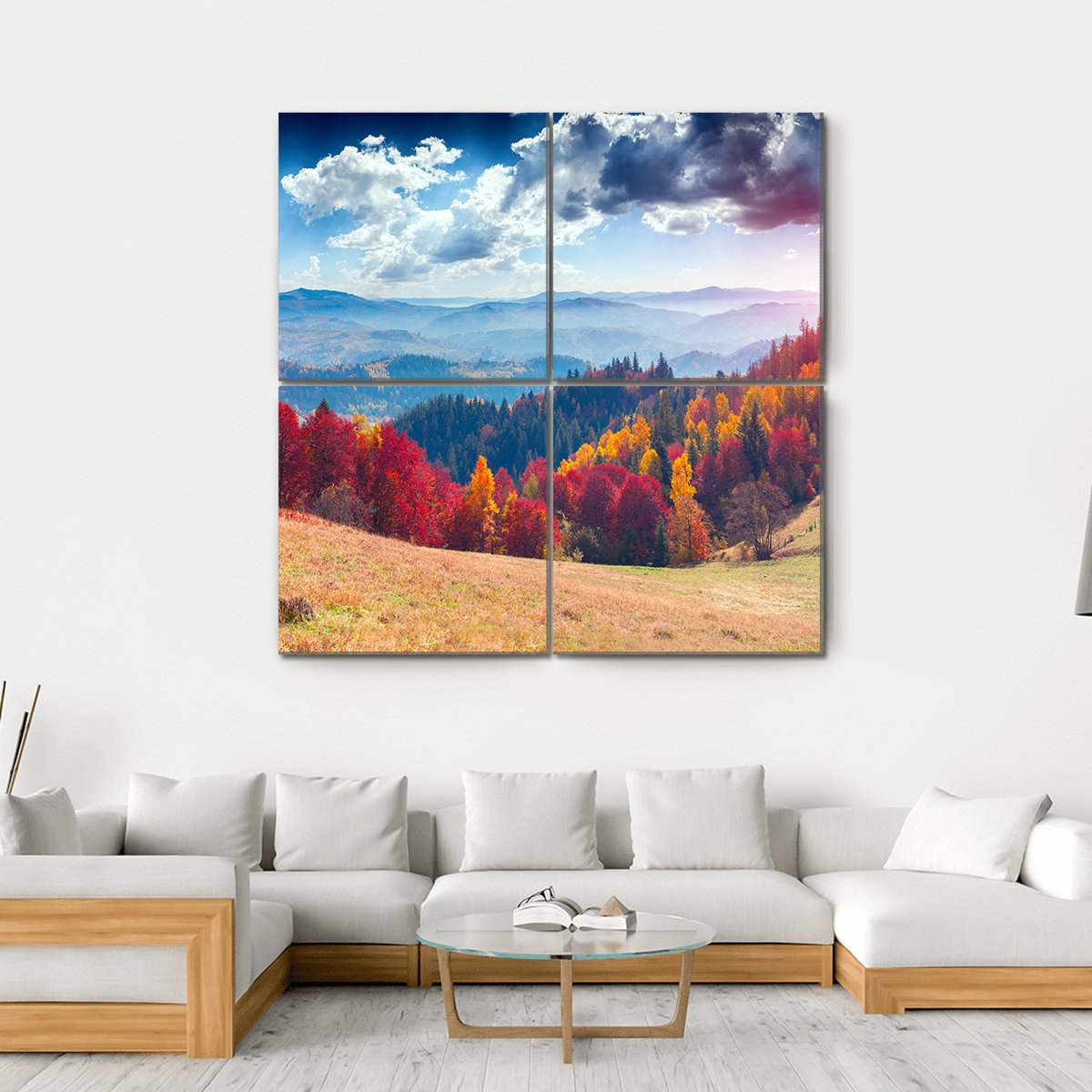 Autumn Landscape In Ukraine Canvas Wall Art-4 Square-Gallery Wrap-17" x 17"-Tiaracle