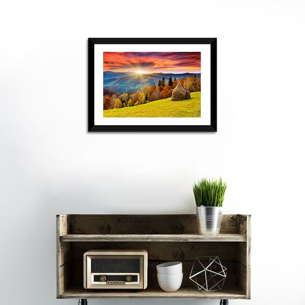 Autumn Landscape On Mountain Canvas Wall Art-1 Piece-Framed Print-20" x 16"-Tiaracle