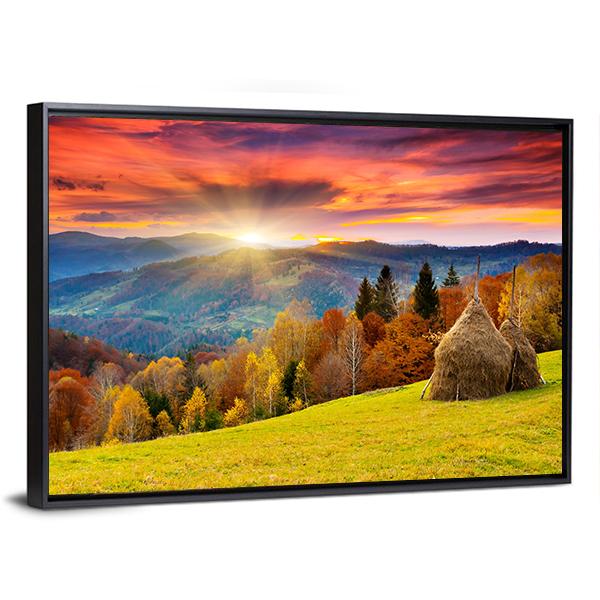 Autumn Landscape On Mountain Canvas Wall Art-3 Horizontal-Gallery Wrap-25" x 16"-Tiaracle