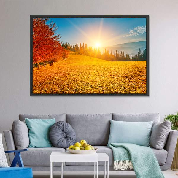 Autumn Landscape Ukraine Canvas Wall Art-5 Horizontal-Gallery Wrap-22" x 12"-Tiaracle
