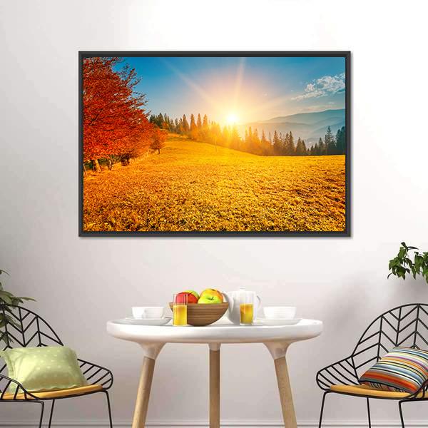 Autumn Landscape Ukraine Canvas Wall Art-1 Piece-Floating Frame-24" x 16"-Tiaracle