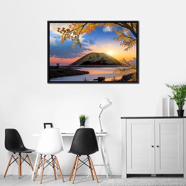 Autumn Landscape With Mountain Vertical Canvas Wall Art-3 Vertical-Gallery Wrap-12" x 25"-Tiaracle