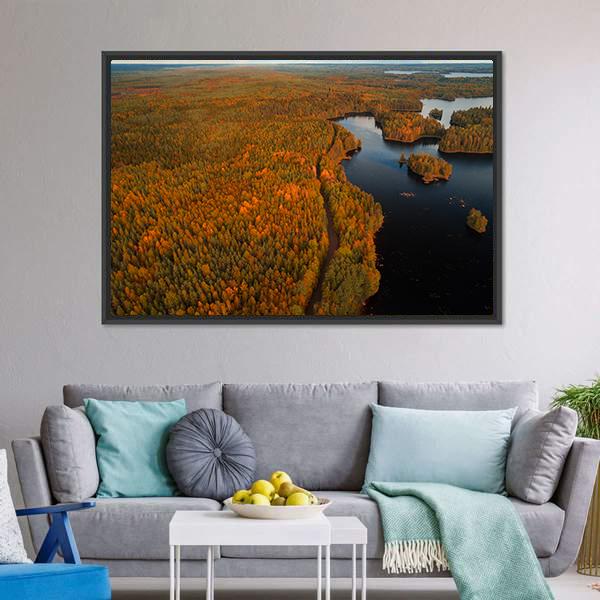 Autumn Liesjärvi National Park Canvas Wall Art-3 Horizontal-Gallery Wrap-25" x 16"-Tiaracle