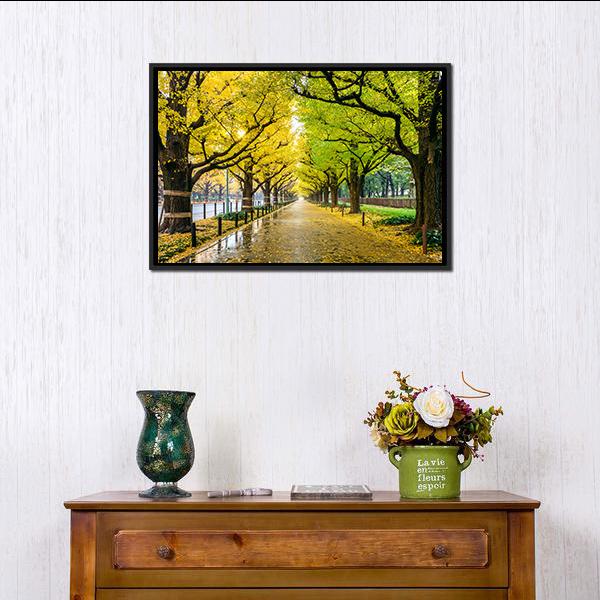 Autumn Park Tokyo Canvas Wall Art-1 Piece-Floating Frame-24" x 16"-Tiaracle