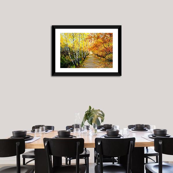Autumn Road Along The Channel Canvas Wall Art-3 Horizontal-Gallery Wrap-25" x 16"-Tiaracle