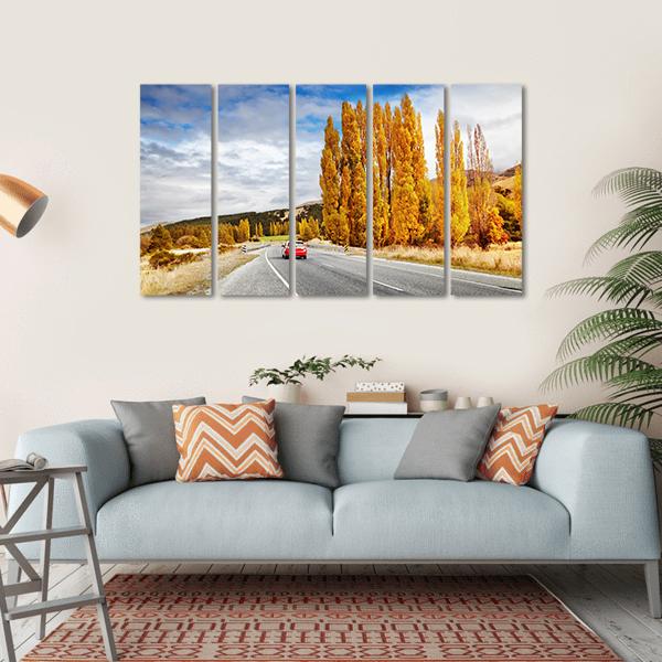 Autumn Road New Zealand Canvas Wall Art-5 Horizontal-Gallery Wrap-22" x 12"-Tiaracle