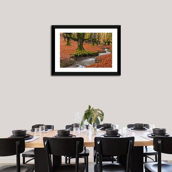 Autumn Season In Forest Canvas Wall Art-3 Horizontal-Gallery Wrap-25" x 16"-Tiaracle