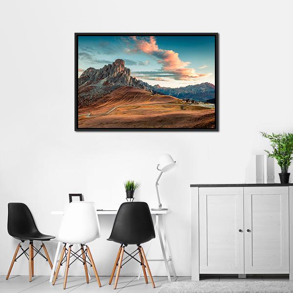 Autumn Sunrise In Dolomite Alps Panoramic Canvas Wall Art-1 Piece-36" x 12"-Tiaracle
