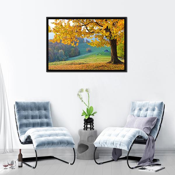 Autumn Trees & Fallen Leaves Canvas Wall Art-3 Horizontal-Gallery Wrap-25" x 16"-Tiaracle