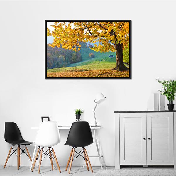 Autumn Trees & Fallen Leaves Canvas Wall Art-3 Horizontal-Gallery Wrap-25" x 16"-Tiaracle
