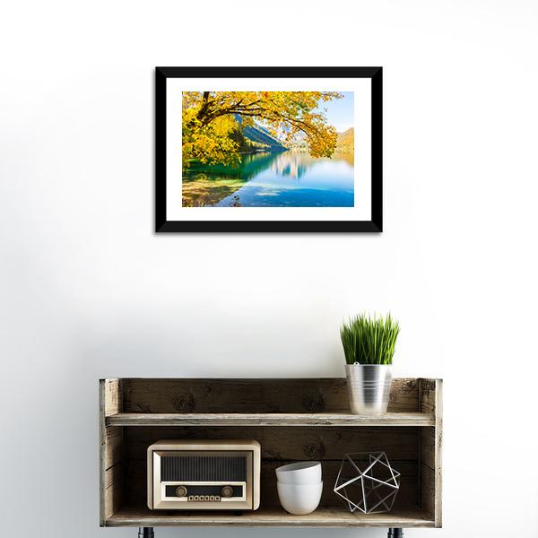 Autumn Trees On Lake Canvas Wall Art-1 Piece-Framed Print-20" x 16"-Tiaracle