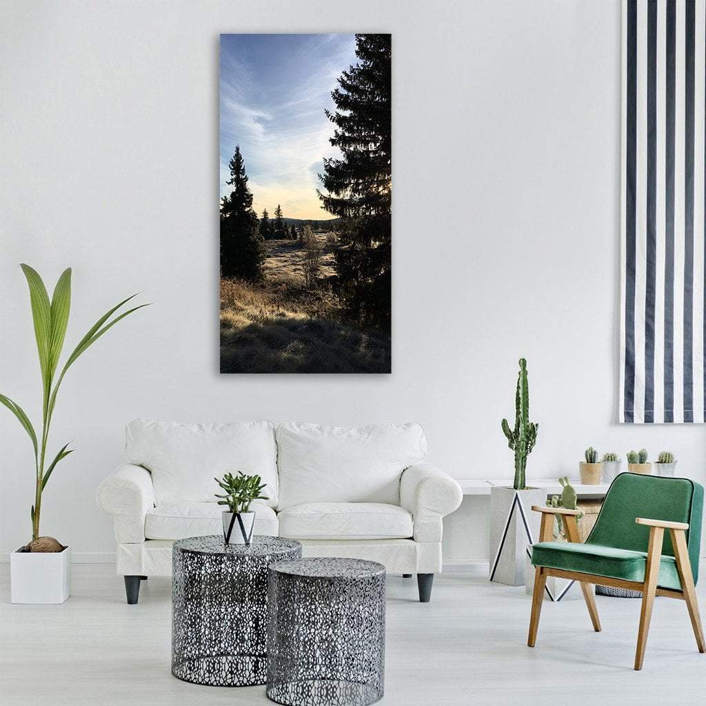 Trees On Mountain Vertical Canvas Wall Art-1 Vertical-Gallery Wrap-12" x 24"-Tiaracle