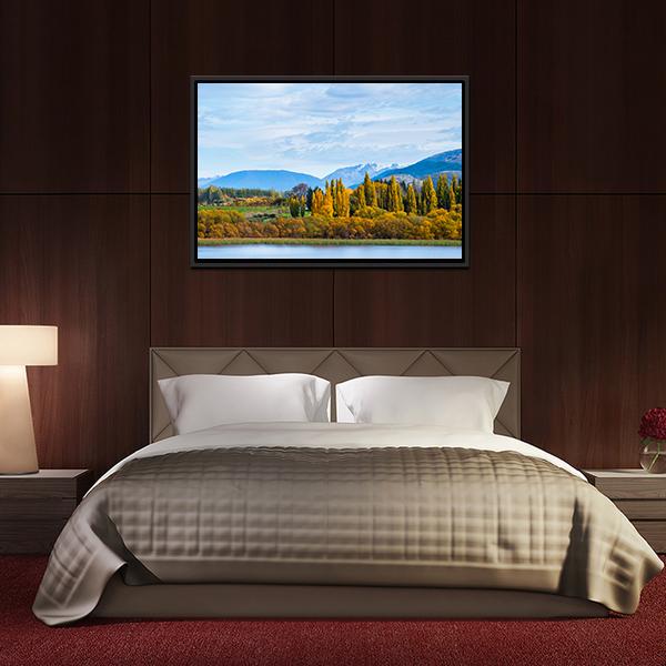 Autumn Trees With Lake Panoramic Canvas Wall Art-1 Piece-36" x 12"-Tiaracle