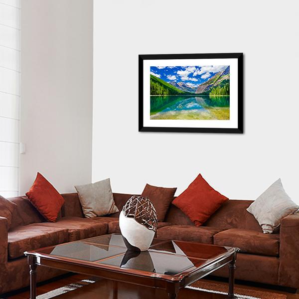 Avalanche Lake In Montana Canvas Wall Art-3 Horizontal-Gallery Wrap-25" x 16"-Tiaracle