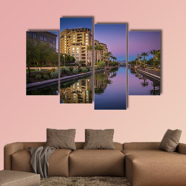 Az Canal In Scottsdale Canvas Wall Art-4 Pop-Gallery Wrap-50" x 32"-Tiaracle