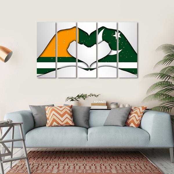 Azad Jammu & Kashmir Flag Canvas Wall Art-5 Horizontal-Gallery Wrap-22" x 12"-Tiaracle