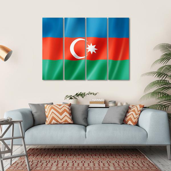 Azerbaijan Flag Canvas Wall Art-4 Horizontal-Gallery Wrap-34" x 24"-Tiaracle