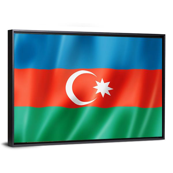 Azerbaijan Flag Canvas Wall Art-3 Horizontal-Gallery Wrap-25" x 16"-Tiaracle