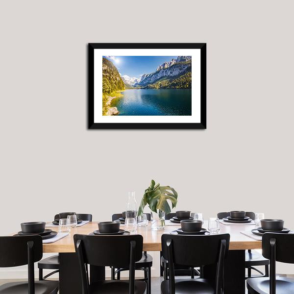 Azure Alpine Lake Panoramic Canvas Wall Art-1 Piece-36" x 12"-Tiaracle