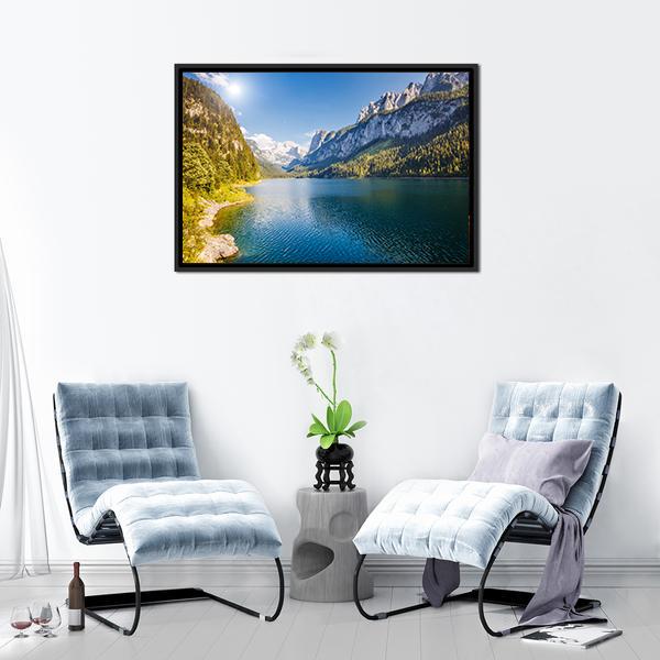 Azure Alpine Lake Panoramic Canvas Wall Art-1 Piece-36" x 12"-Tiaracle