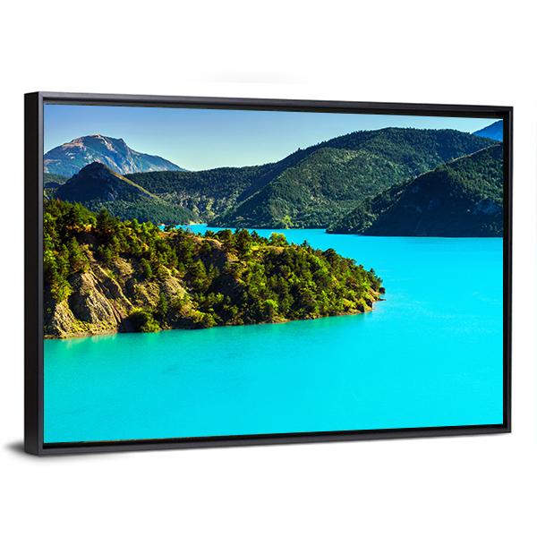 Azure Water Of Lac De La Castillon France Canvas Wall Art-3 Horizontal-Gallery Wrap-25" x 16"-Tiaracle