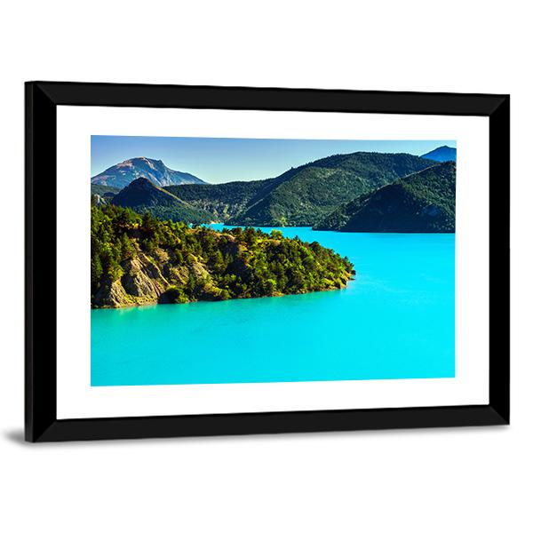 Azure Water Of Lac De La Castillon France Canvas Wall Art-3 Horizontal-Gallery Wrap-25" x 16"-Tiaracle