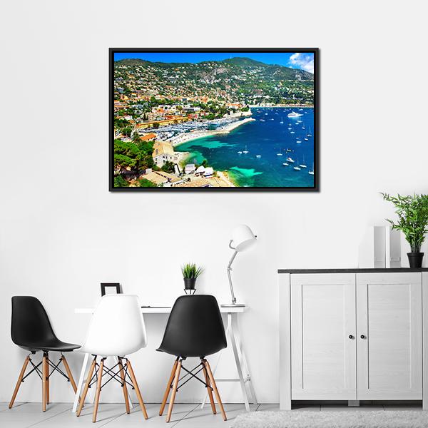 Azzure Coast Of France Canvas Wall Art-1 Piece-Floating Frame-24" x 16"-Tiaracle