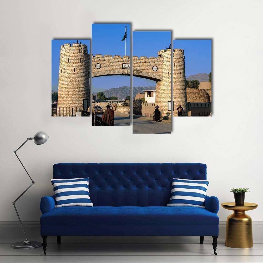 Bab-e-Khyber In Peshawar Pakistan Canvas Wall Art-4 Pop-Gallery Wrap-50" x 32"-Tiaracle