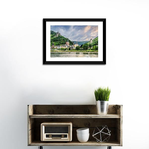 Bacharach Town Germany Canvas Wall Art-1 Piece-Framed Print-20" x 16"-Tiaracle