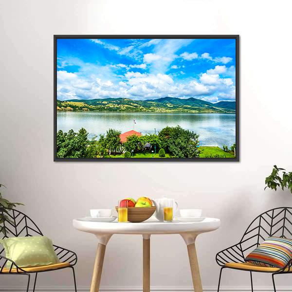 Backyard On Danube River Canvas Wall Art-3 Horizontal-Gallery Wrap-25" x 16"-Tiaracle